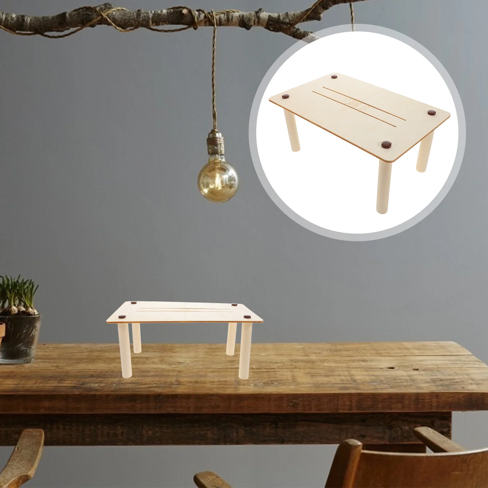 โต๊ะต่อสู้ไม้สำหรับสัตว์เล็ก แท่นกันน้ำพร้อมบันได เหมาะสำหรับแฮมสเตอร์ กระรอก ชินชิลล่า ที่อยู่อาศัยสัตว์เลี้ยง