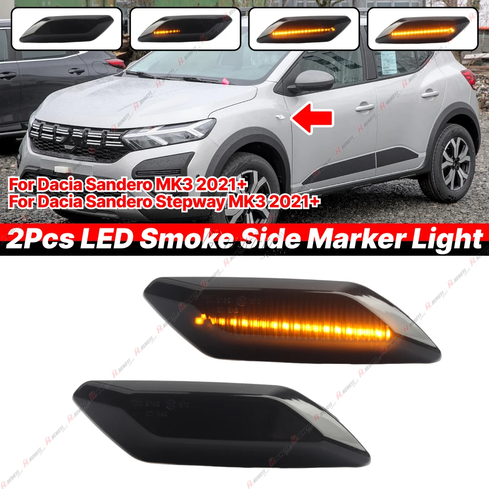 2pcs For Sandero Stepway MK3 2021+ Dynamic Side Marker Turn Signal Lights Guard Indicator Flasher Repeater Light Lamps