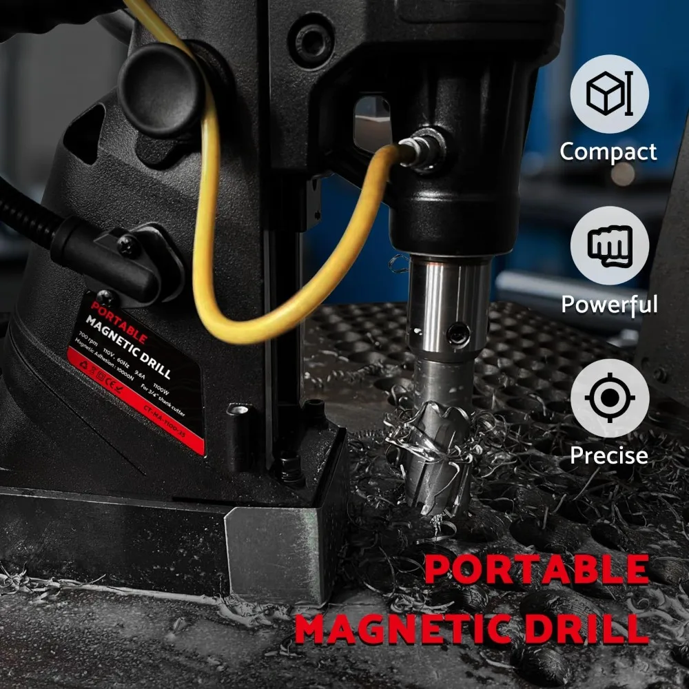 BEST- مجموعة أدوات ضغط المثقاب المغناطيسي المحمولة بقدرة 1100 وات، سرعة تحميل 700 دورة في الدقيقة، أقصى عمق القطع 2"، القطر المملة القصوى 1-9/16 بوصة #2