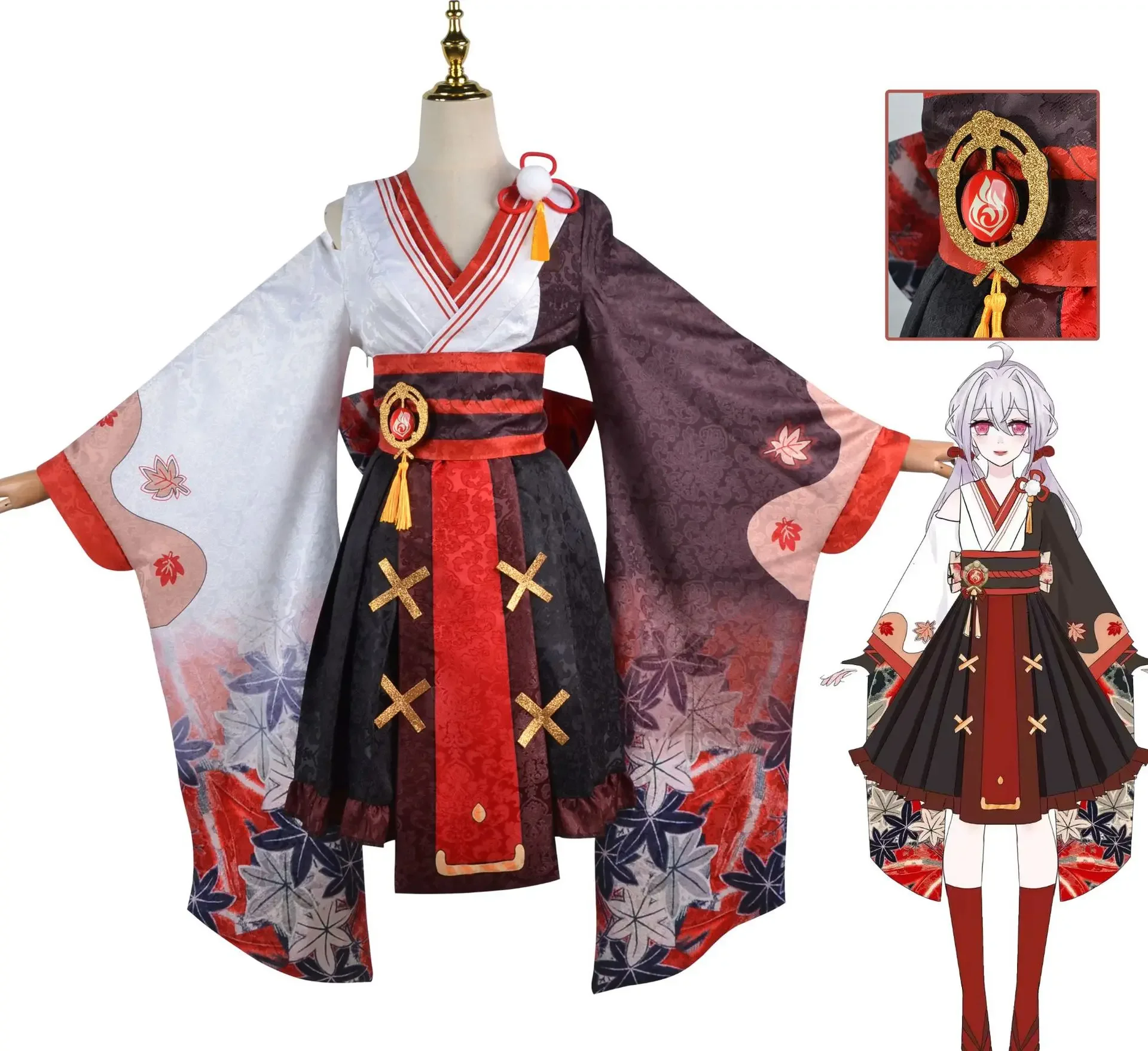 Spel Genshin Warrior Kaedehara Kazuha Jurk Cosplay Kostuum Anime Genshin Impact Wang Ye Uniform Halloween Party Pruiken Schoenen Cadeau