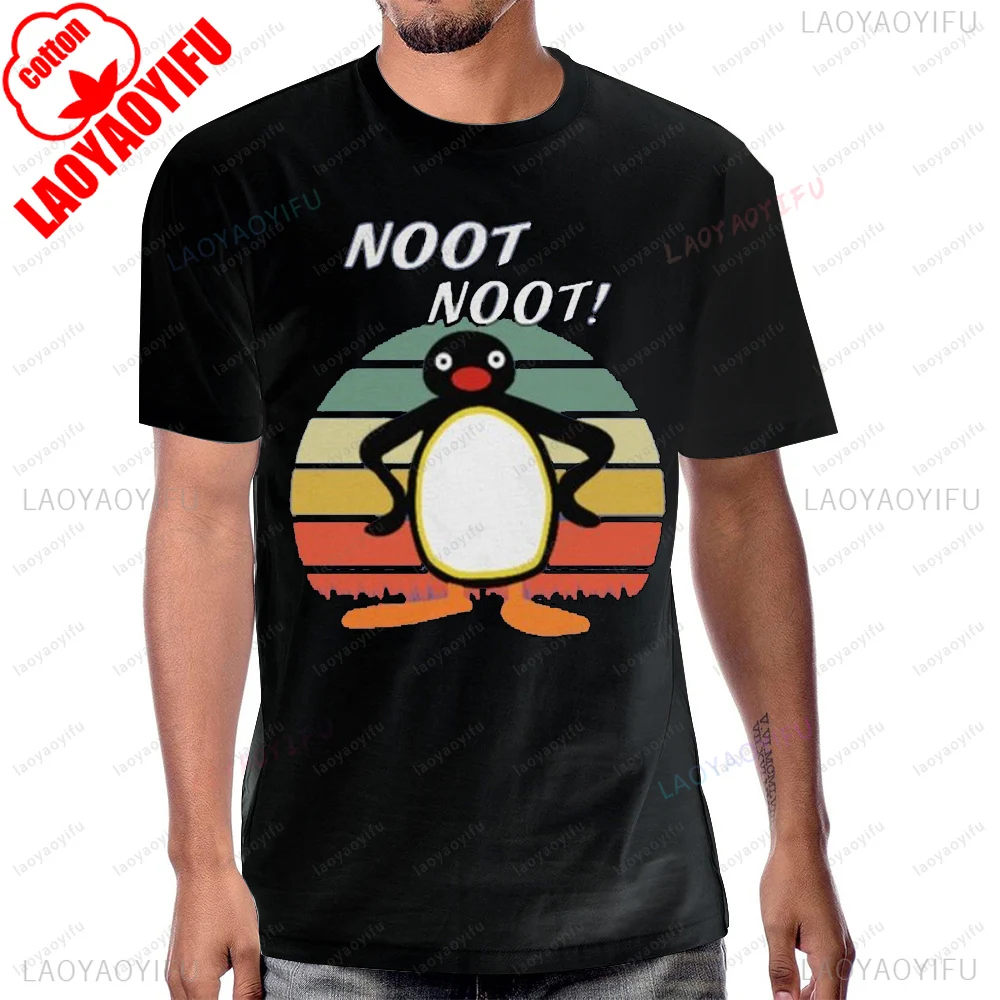 Funny PINGU Internet Meme Graphic Printed 80s 90s Vintage T-shirt Humor Cartoon Akimbo Penguin T Shirt Summer Man Streetwear