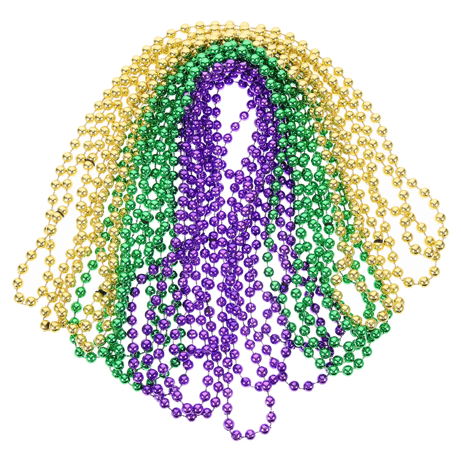 

12Pcs Bead Necklace Carnival Festive Beaded Design Neck Chain Mardi Gras Party Decoration Accessories Bead Necklace