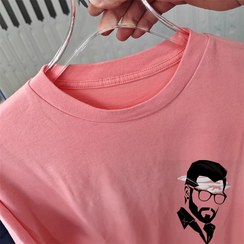 Free shipping high-quality pure cotton RRR123 pink light blue men's and women's T-shirt