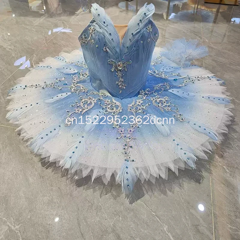 

Детская профессиональная туту-юбка Blue Bird Variation для выступлений, синяя, с перьями, для соревнований, костюм для выступлений для девочек