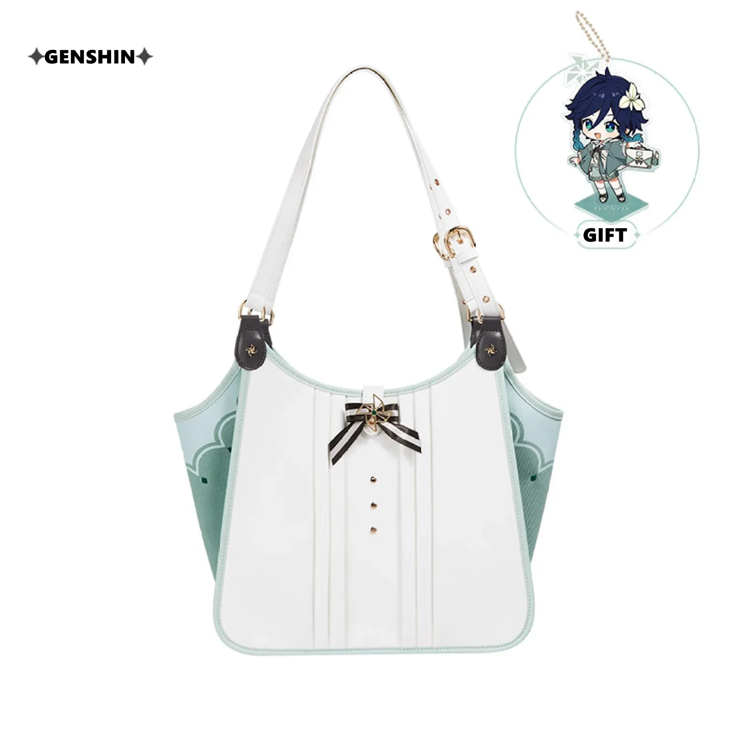 [Genuine] Game GENSHIN IMPACT Venti Themes Impressions Tote Bag PU Student Satchel Anime Cosplay Barbatos Backpack Couple Gifts