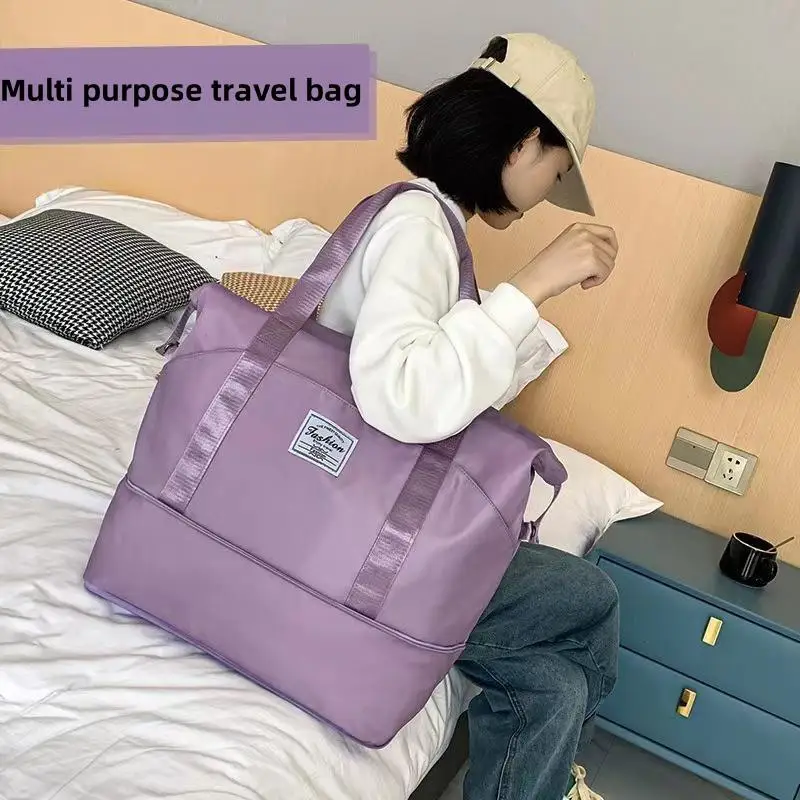 Saco de viagem dobrável de grande capacidade para mulheres, separação seca e úmida, saco de fitness, bolsa de natação, sacola de bagagem portátil, novo, 2024