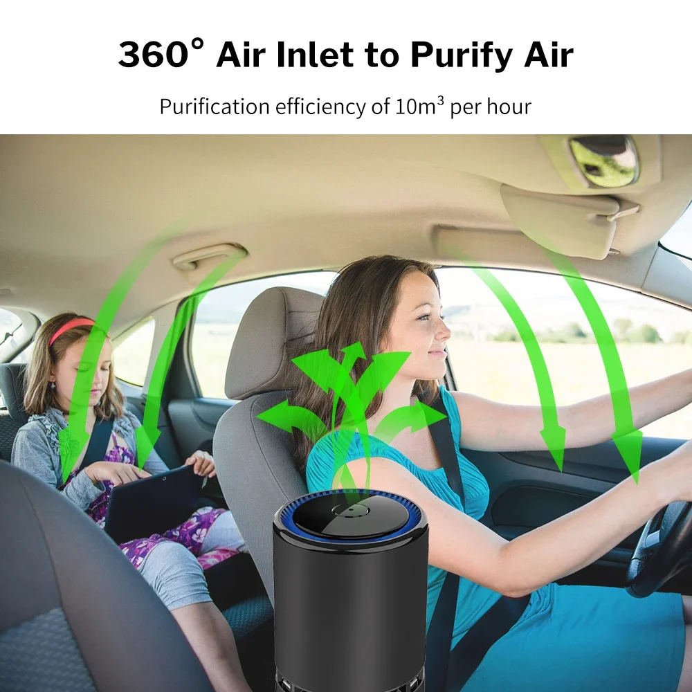 2024 New Xiaomi Youpin Car Air Purifier Negative Ion Generator USB Low Noise Deodorizer Smoke Odor Remover Mi Air Cleaner Home