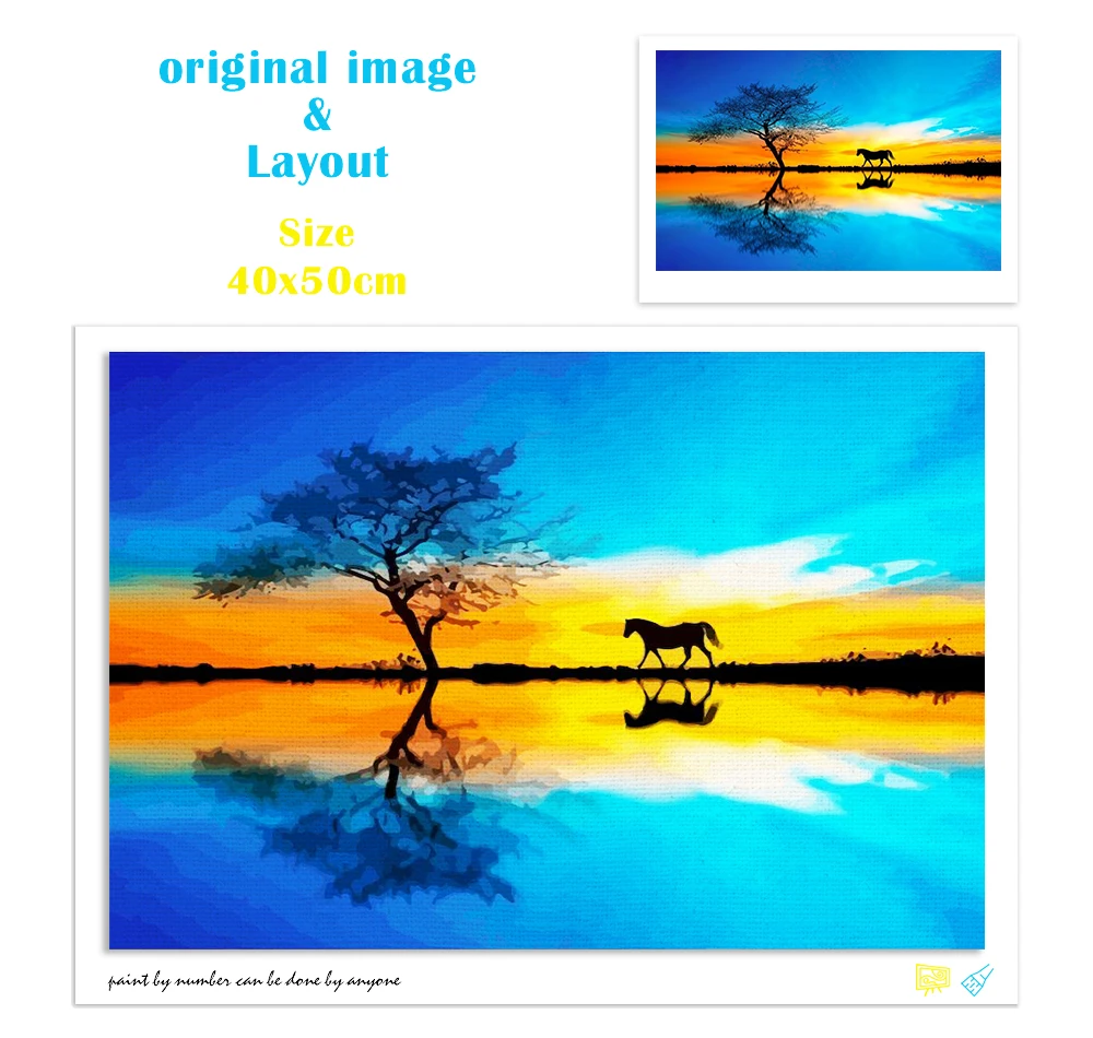 PhotoCustom Ölgemälde Durch Zahlen Landschaft DIY Kit Zeichnung Leinwand Handgemalte Wand Kunst Bild Färbung Durch Zahlen Wohnkultur