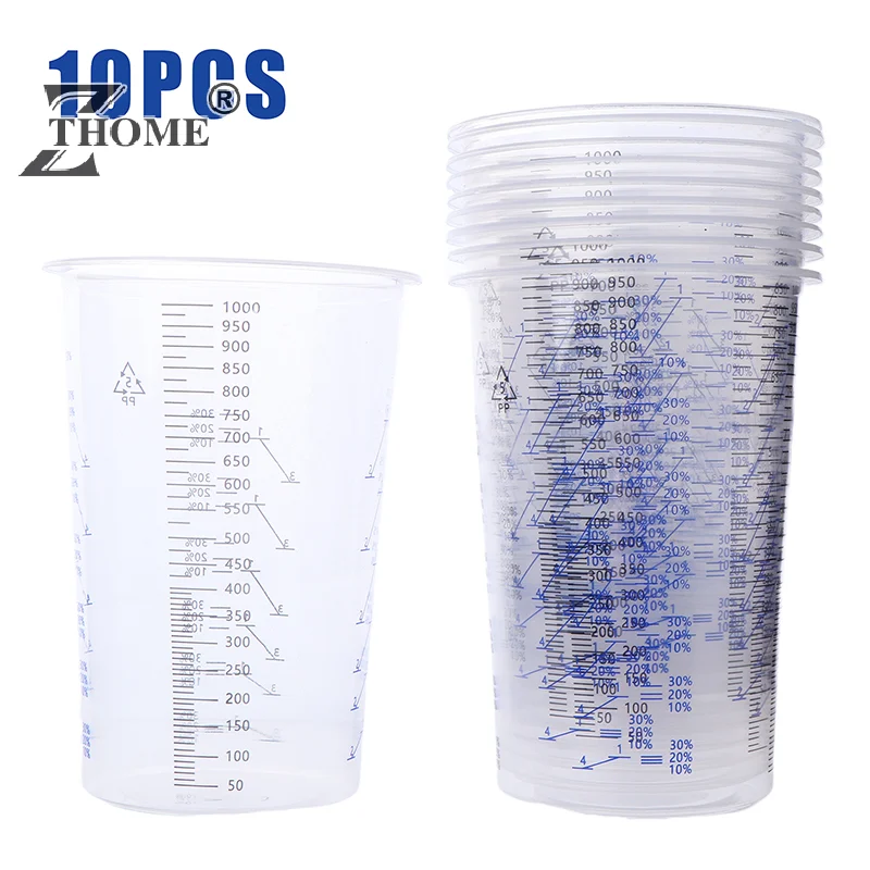 New 10Pcs Paint Mixing Calibrated Cup Plastic Paint Mixing Cups 1000Ml Mixing Pots For Accurate Mixing Of Paints And Liquids