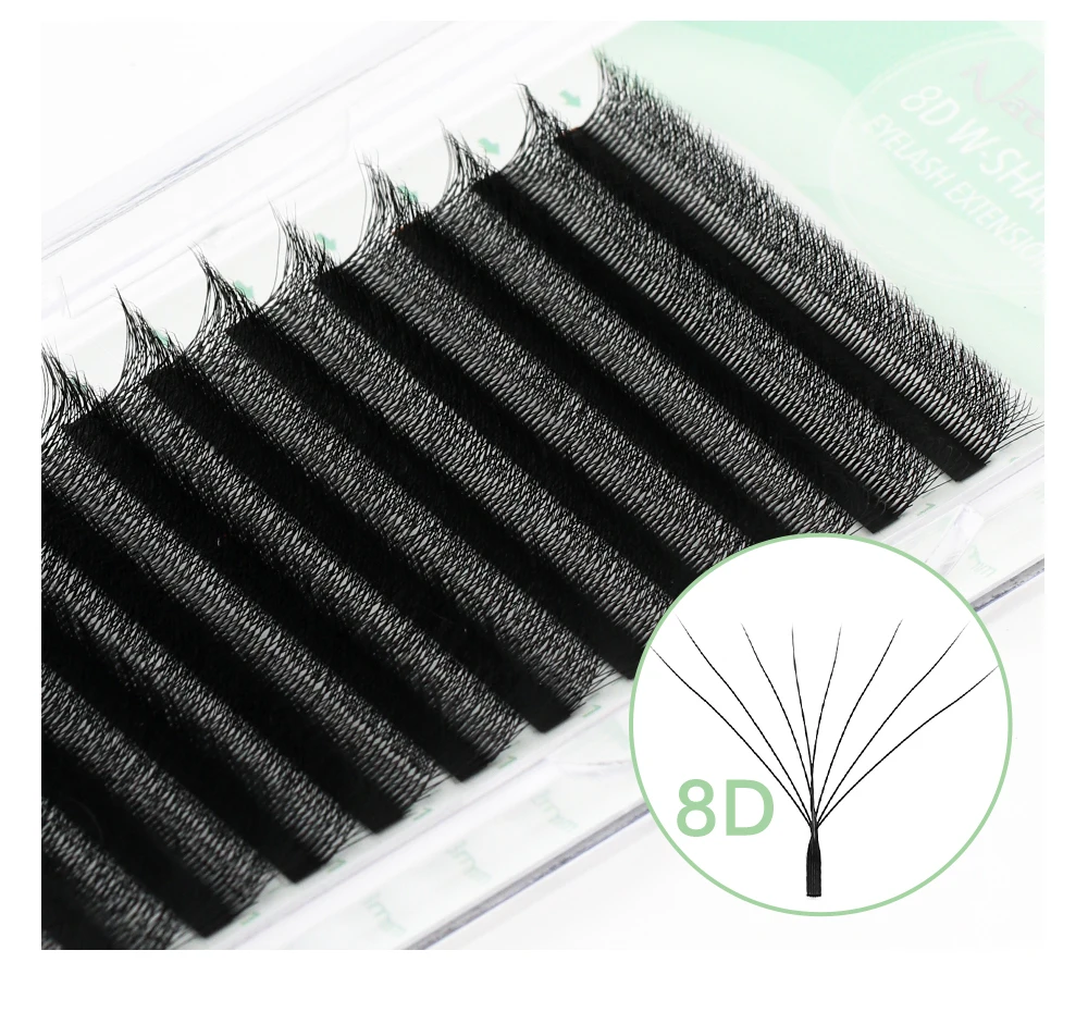 NATUHANA W-Form Vorgefertigte Volumen-Wimpernverlängerungen 5D-8D Weiche Faux-Nerz Natürliche Salon-Wimpern – Detail 15