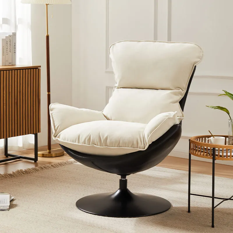 Single Sofa Minimalist Designer Casual Bedroom Home Small Living Room Fabric Lazy Person Eggshell Rotating Chair Lounge Chair