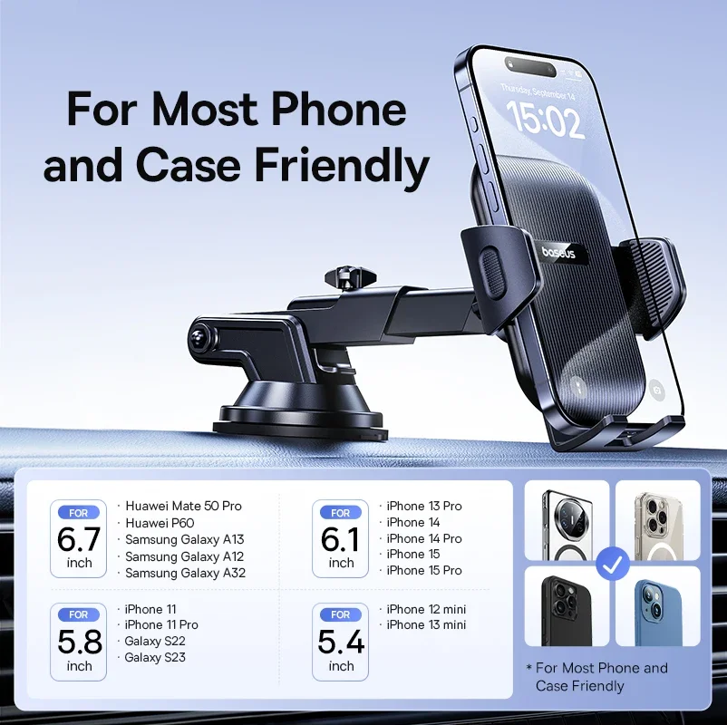 Baseus Car Phone Holder Sucker for Dashboard Windshield Mobile Car Cell Phone Holder Clamp For iPhone Pro Xiaomi Huawei Samsung image 5