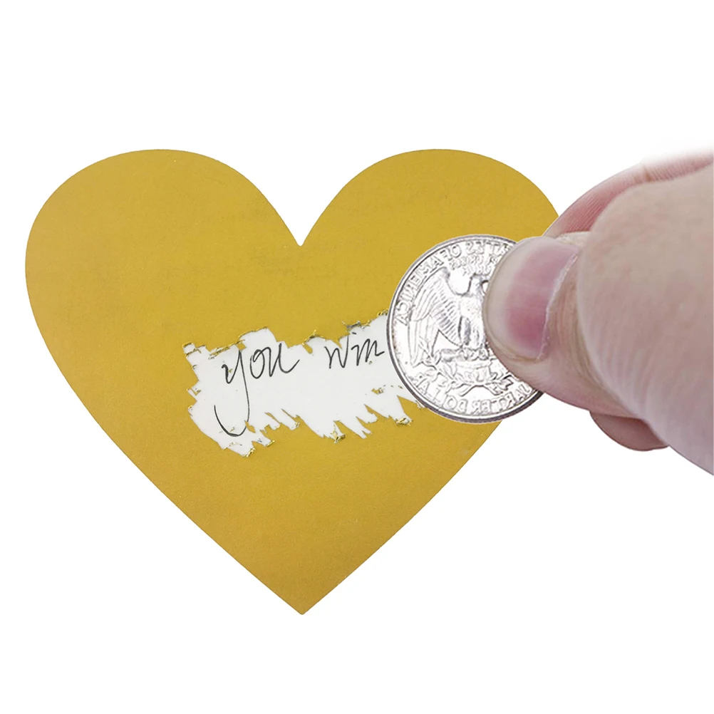 

1 Roll Scratch-off Stickers Love Shaped Label DIY Adhesive Decals Creative Gift Label for Girls Golden