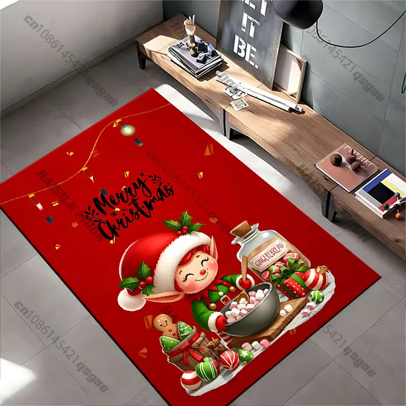 Christmas elf preparing treats carpet Yoga living room room decor children's crawling mat doormat area rug games mat