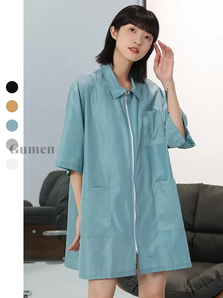

Рабочая одежда унисекс для домашних животных, M/L/XL, антистатические водонепроницаемые топы с лацканами и короткими рукавами, парикмахерская, косметологическая накидка для стрижки