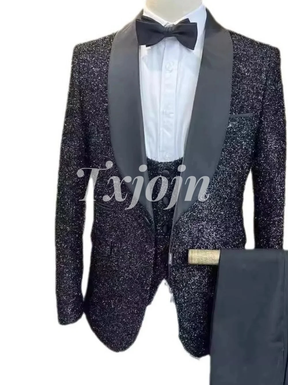 

Shiny Men Suit Set 2025 3PCS Formal Men Office Suit Fashionable Single Button Groomsmen For Business Meeting Wedding Suit