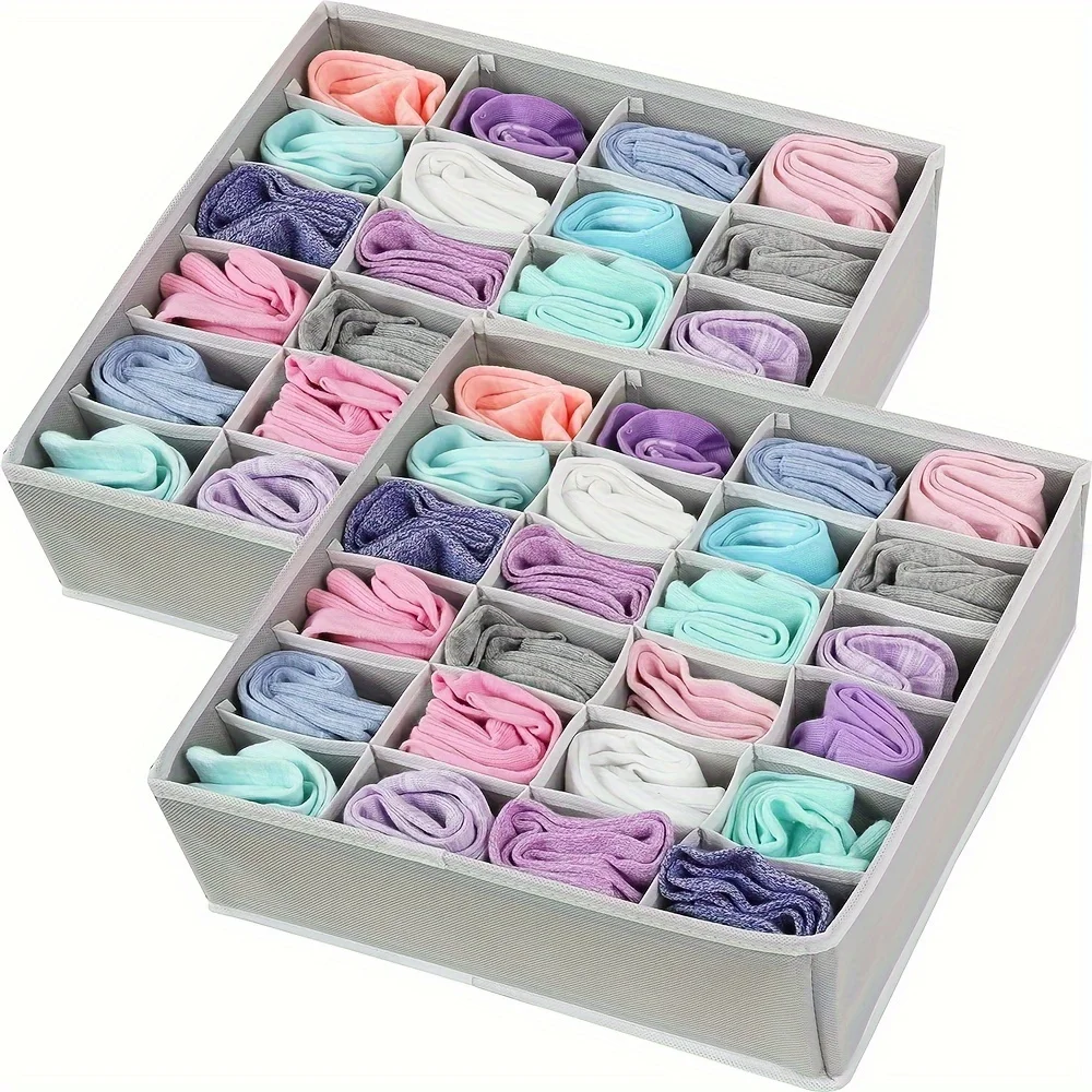 24 cajas de almacenamiento de ropa interior de rejilla para calcetines, pañuelos, corbatas, cinturones y accesorios con diseño fácil de plegar y ahorrar espacio