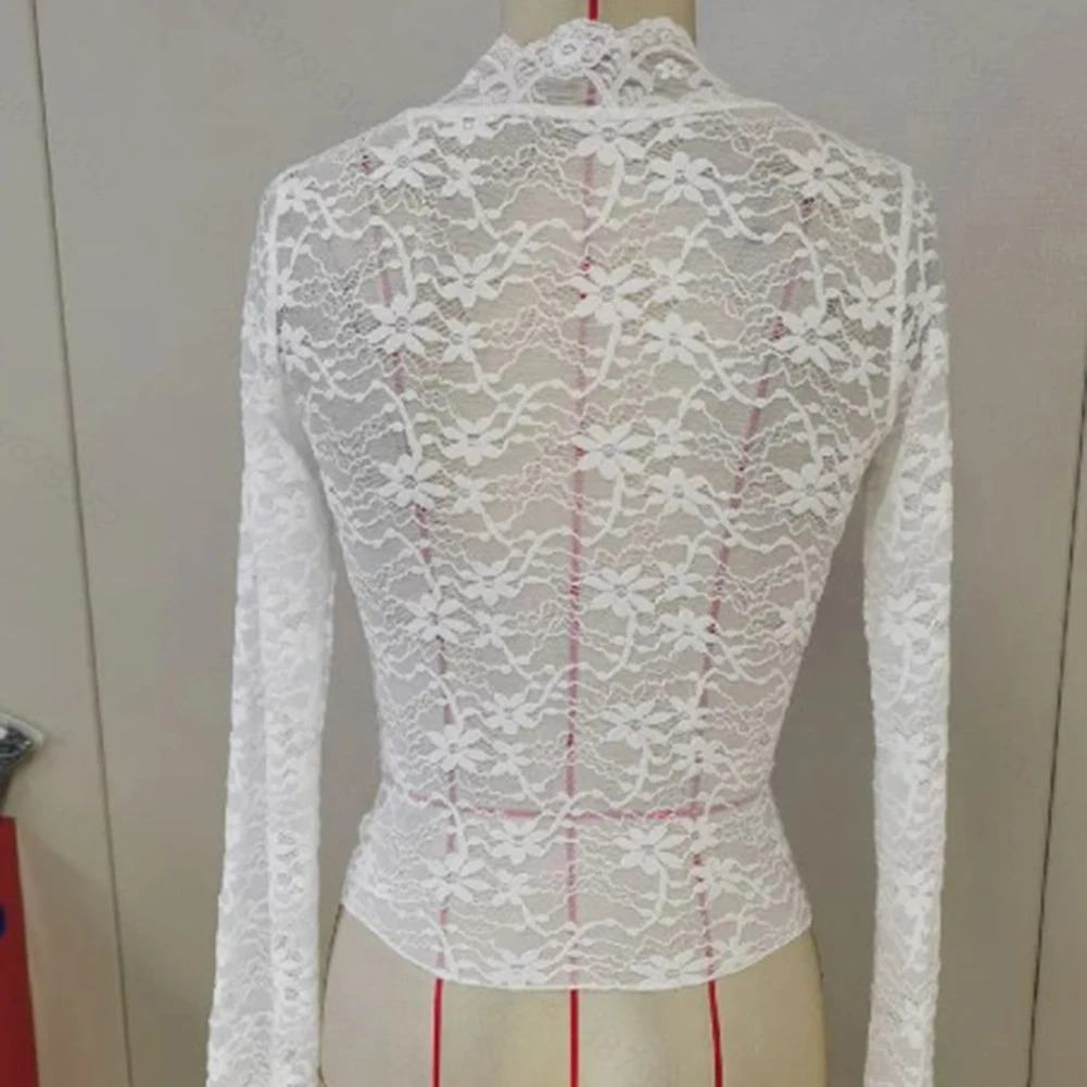 

Удобная модная футболка, топ Y2K, дышащая повседневная удобная кружевная прозрачная облегающая футболка с длинными рукавами, повседневная праздничная футболка