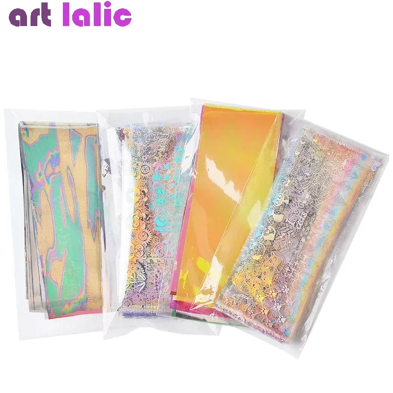 Starry Sky Candy Marble Nail Art Foil Transfer Stickers DIY Broken Glass Laser Decals Nail Tips Decorations
