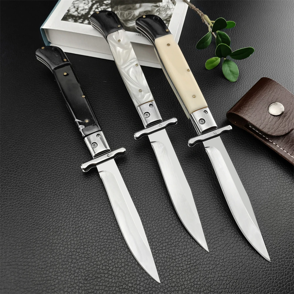 Russian Finka NKVD Pocket Folding Knife 440C Blade Resin / Shell / Acrylic Handle Hunting Knife EDC Military Tactical Multi Tool