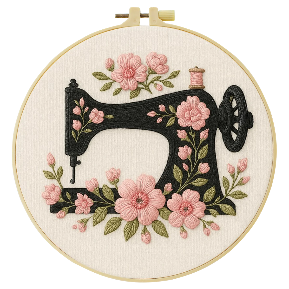 1 Stück 20x20 cm/7,87 Zoll Blumen auf der Nähmaschine Stickerei Starter-Kit DIY-Set Nadelkunst Handarbeits-Malset für Anfänger – Detail 4