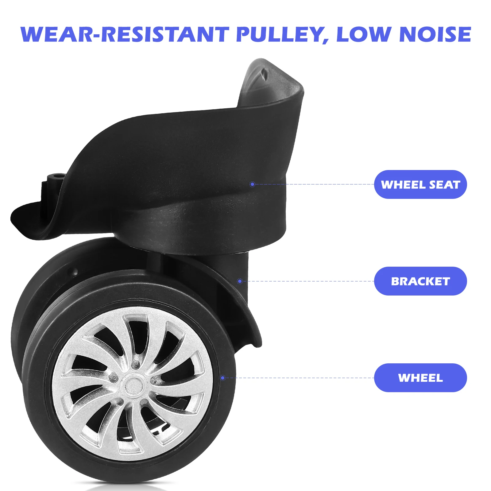 4pcs Suitcase Wheels Luggage Spare Roller Wheel Luggage Replacement Universal 360° Swivel Wheels Caster Trolley Case repair tool