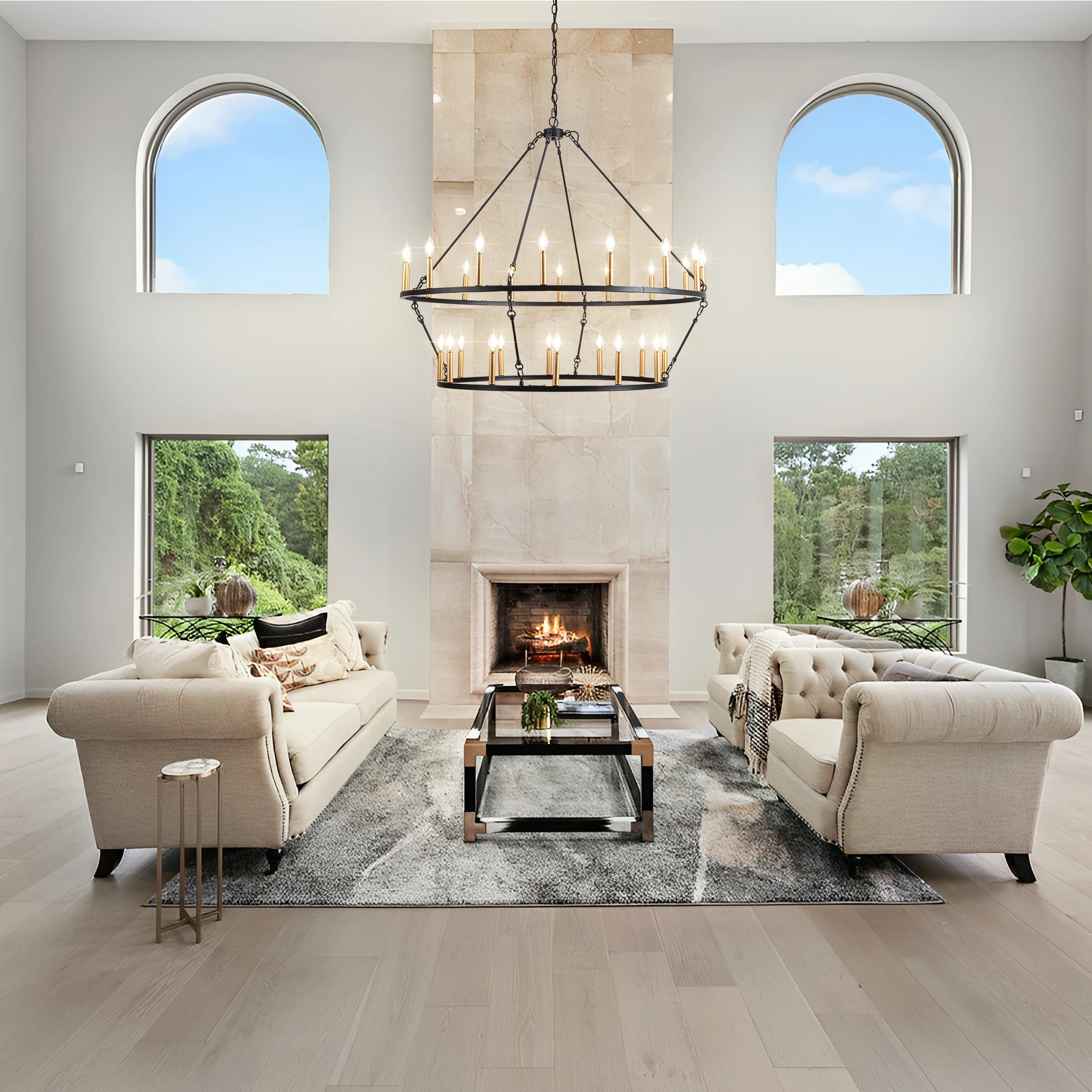 Classic Black Chandeliers Rustic Traditional Farmhouse Chandelier For High Ceilings With Adjustable Chain Foyer Fixtures