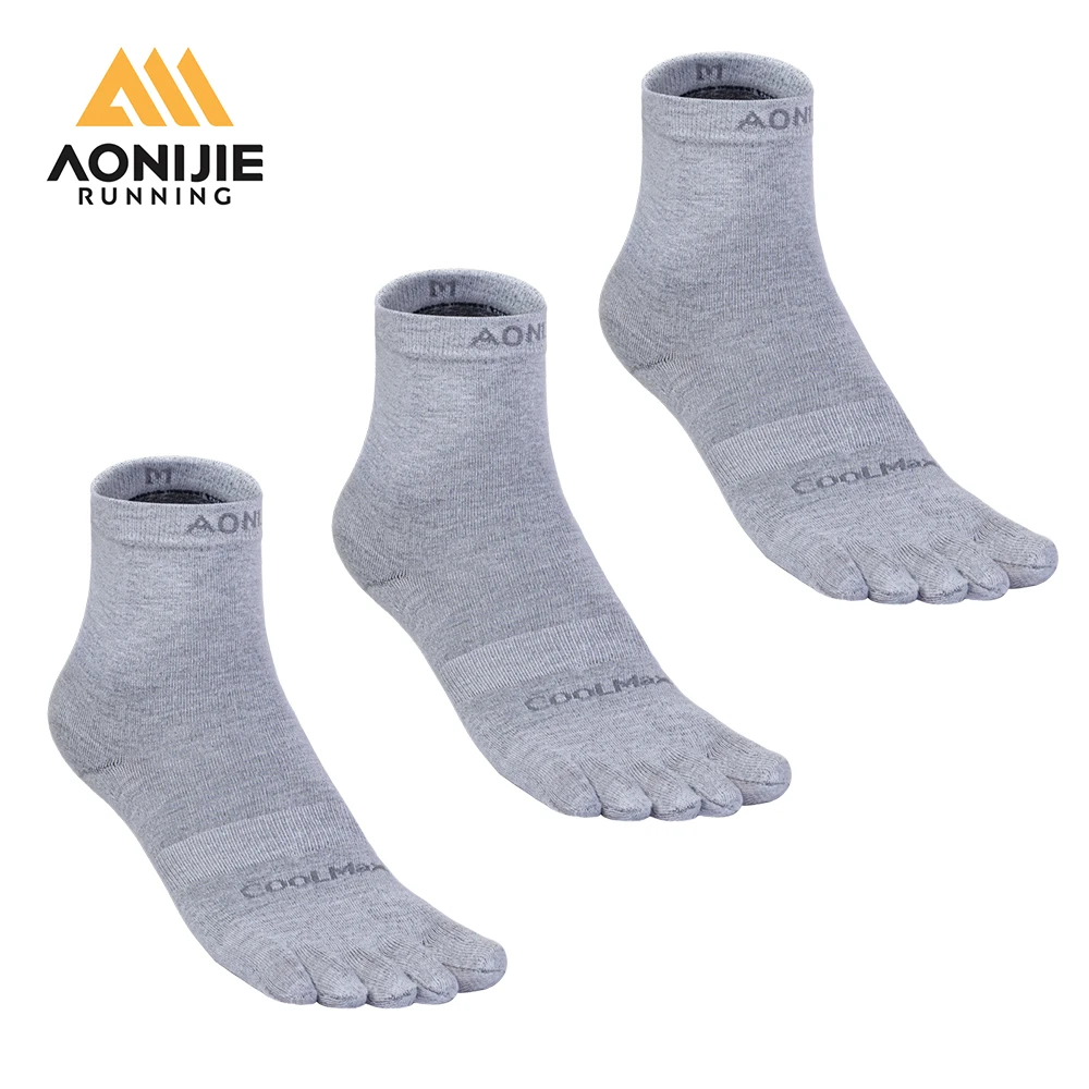 AONIJIE E4845 3 paia/set calzini Unisex ad alte prestazioni Athletic Running calzini alla caviglia a cinque dita per escursioni in salita all'aperto