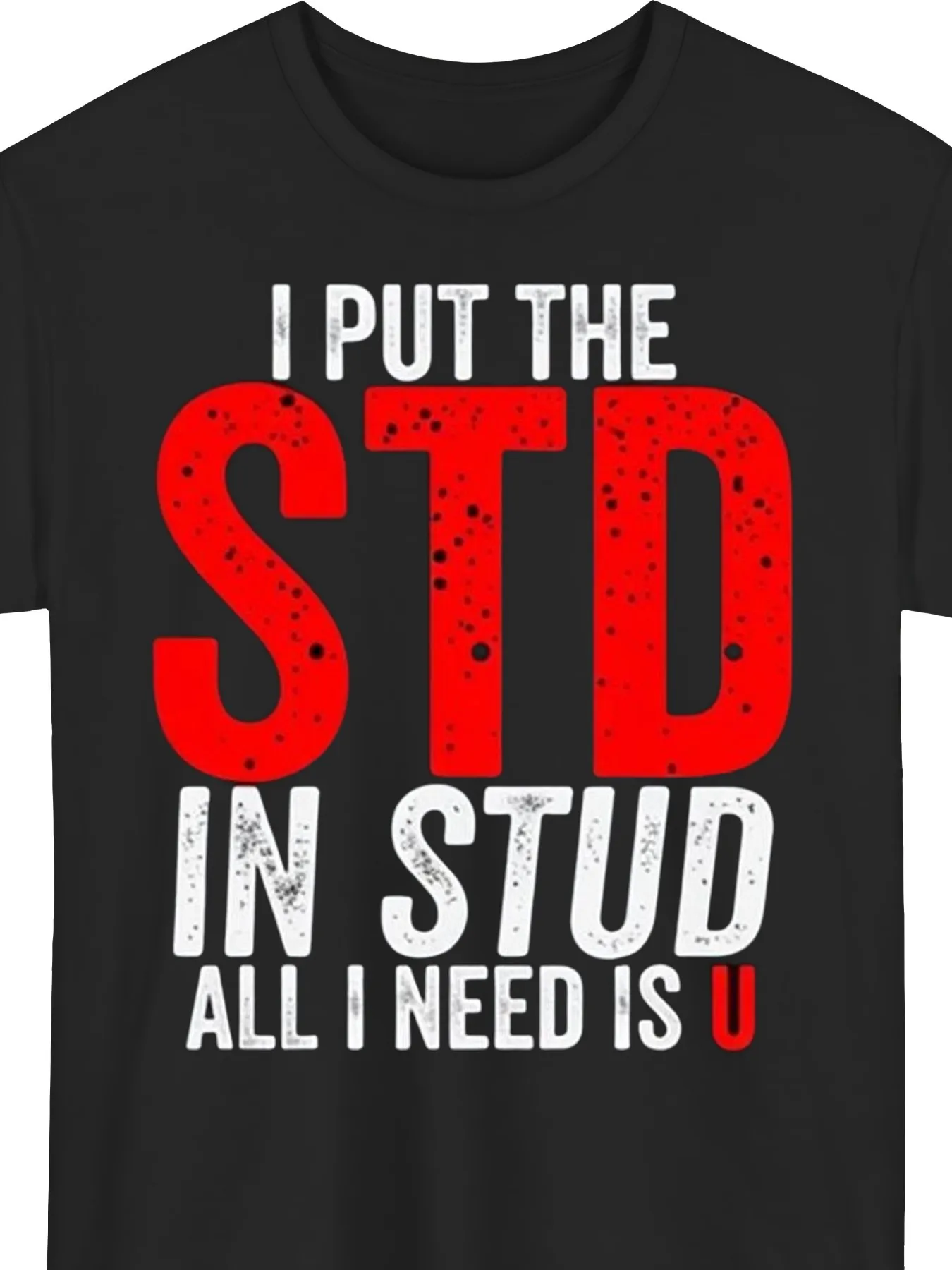 1 Piece: I Put Std in My Student Days, All I Needed Was You. Graphic T-Shirt, Black Short-Sleeved Casual Everyday Wear, Street Style Men's T-Shirt, Spring Clothing, Knitted Texture, Comfortable, Everyday Comfortable Wear, Short Sleeves, Round Neck, Regular Fit