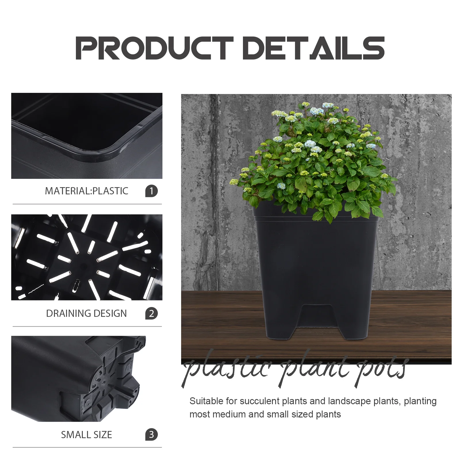 

6 шт. пластиковые квадратные горшки для цветов 4,7 дюйма для суккулентов комнатные растения контроль корней цветочные горшки детские горшки оптом выращивание