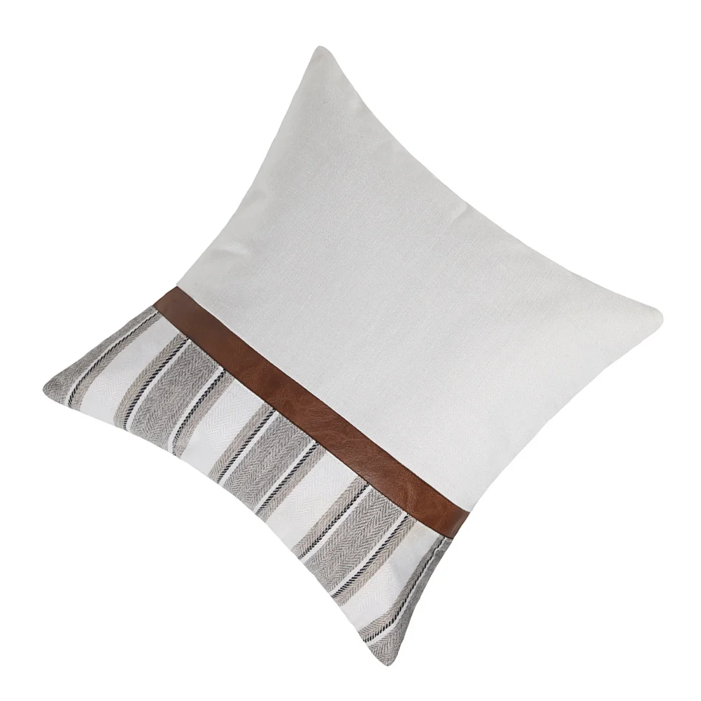 

Pu Linen Pillow Case Throw Covers Couch Stripe Flax Design Modern Decorative Home Warm Atmosphere Holiday Christmas Simple