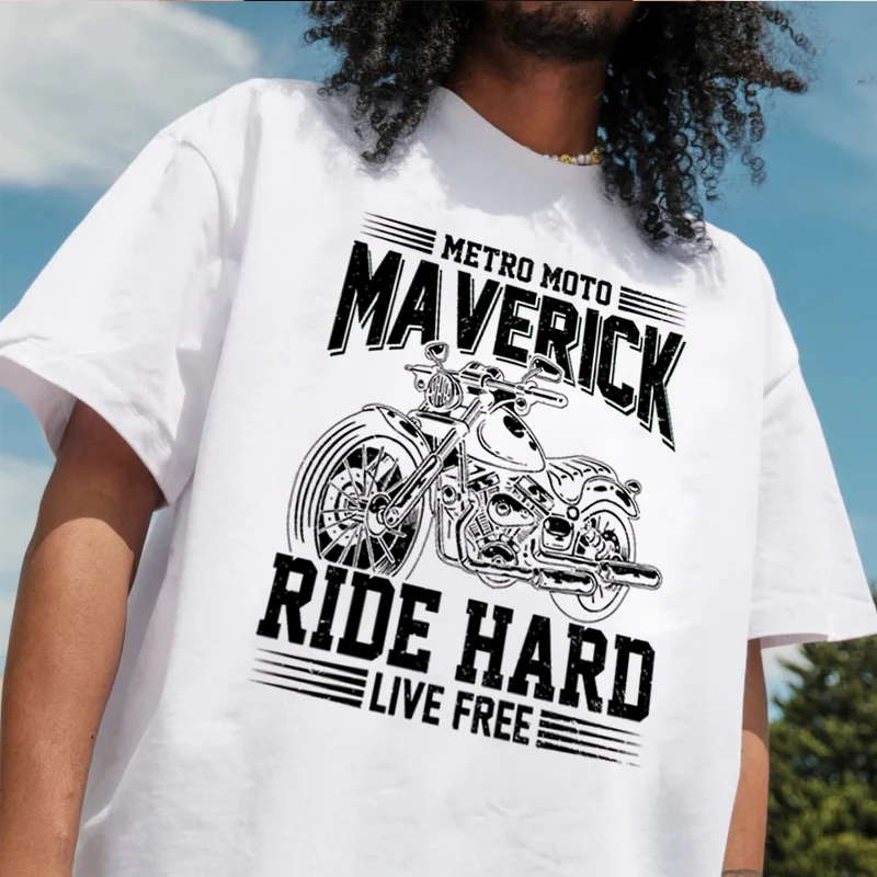 الرجعية خمر دراجة نارية التي شيرت تصميم 100% القطن الرجال قميص ملابس عادية قصيرة الأكمام س الرقبة الأعلى تيز