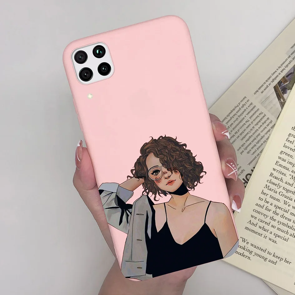 Case For Huawei P40 lite 4G Fashion Matte Cute Girl Flower Silicone Phone Cases For Hauwei P40 lite P40lite P 40 lite Funda Capa
