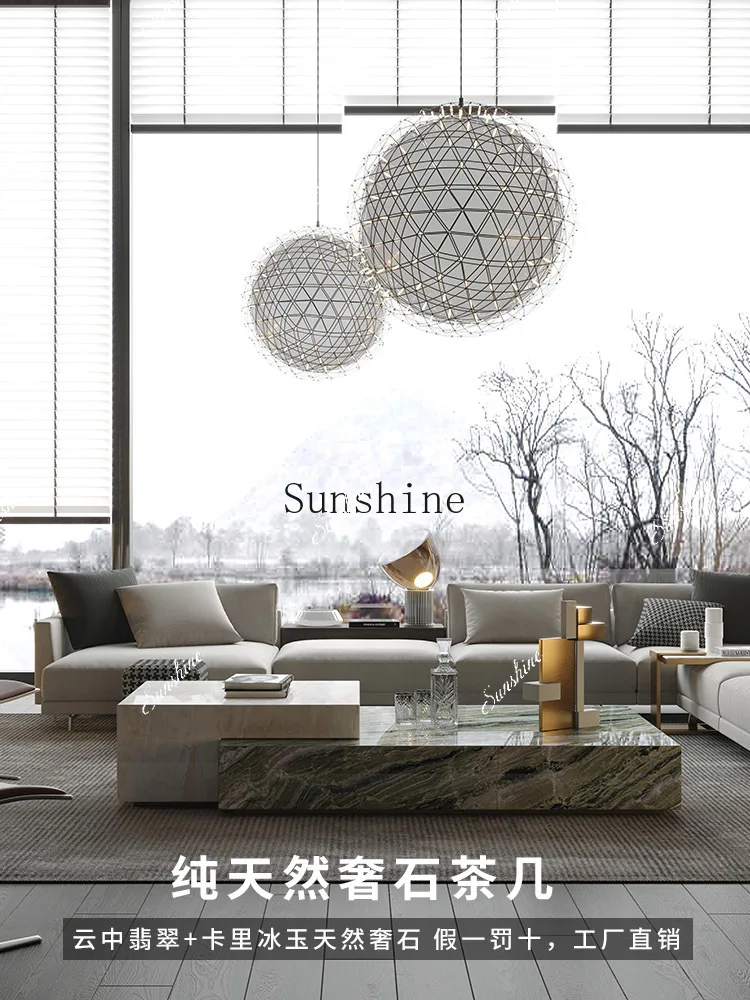 

Natural marble coffee table living room modern light luxury design Italian high-end rectangular FT