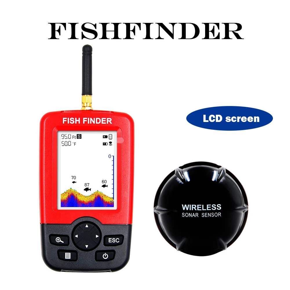 125KHZ 100m Wireless Sonar Sensor Fish Finder LCD Display Depth Locator Echo Sounder Fishfinder Ice Fishing Tackle Accessories