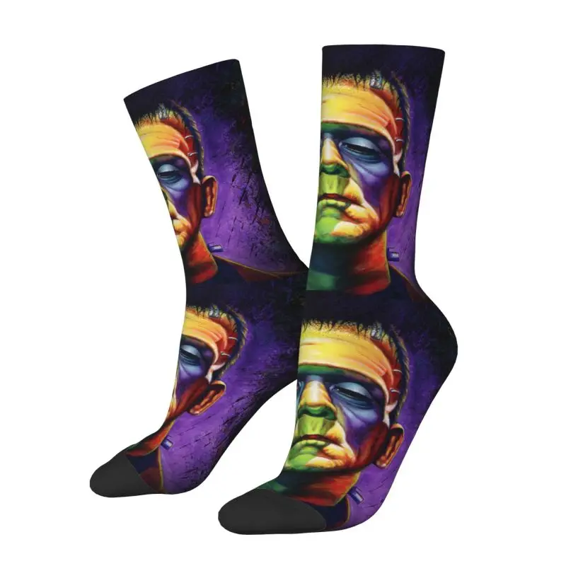 Fun Men's Horror Halloween Monster Dress Socks Unisex Breathbale Warm 3D Printed Frankenstein Crew Socks