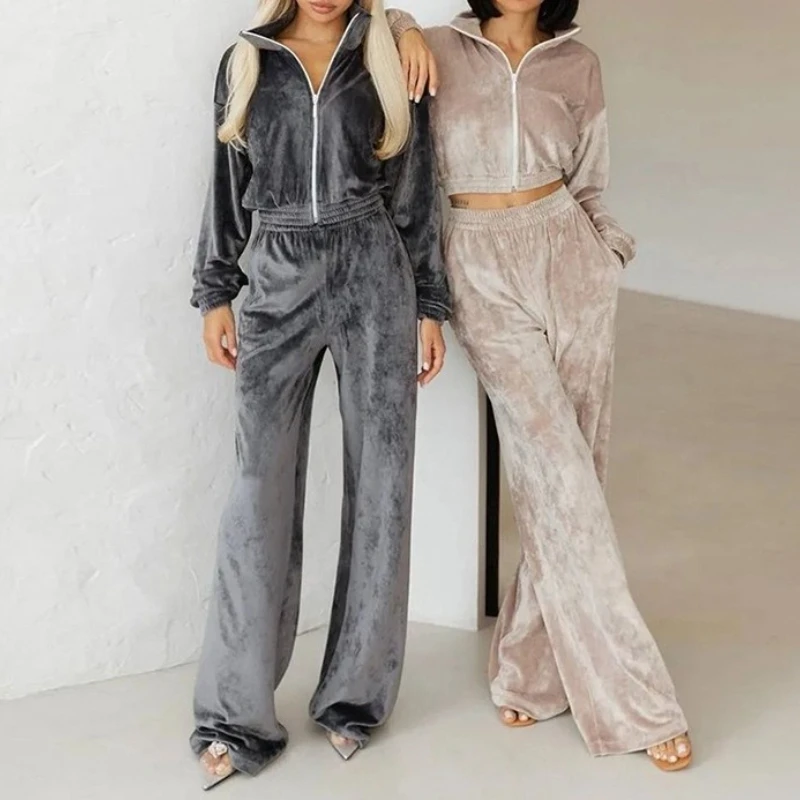 

Fall/Winter 2025 Fashion Women's Long Sleeve Lapel Zipper Cardigan Pants Women's Suit