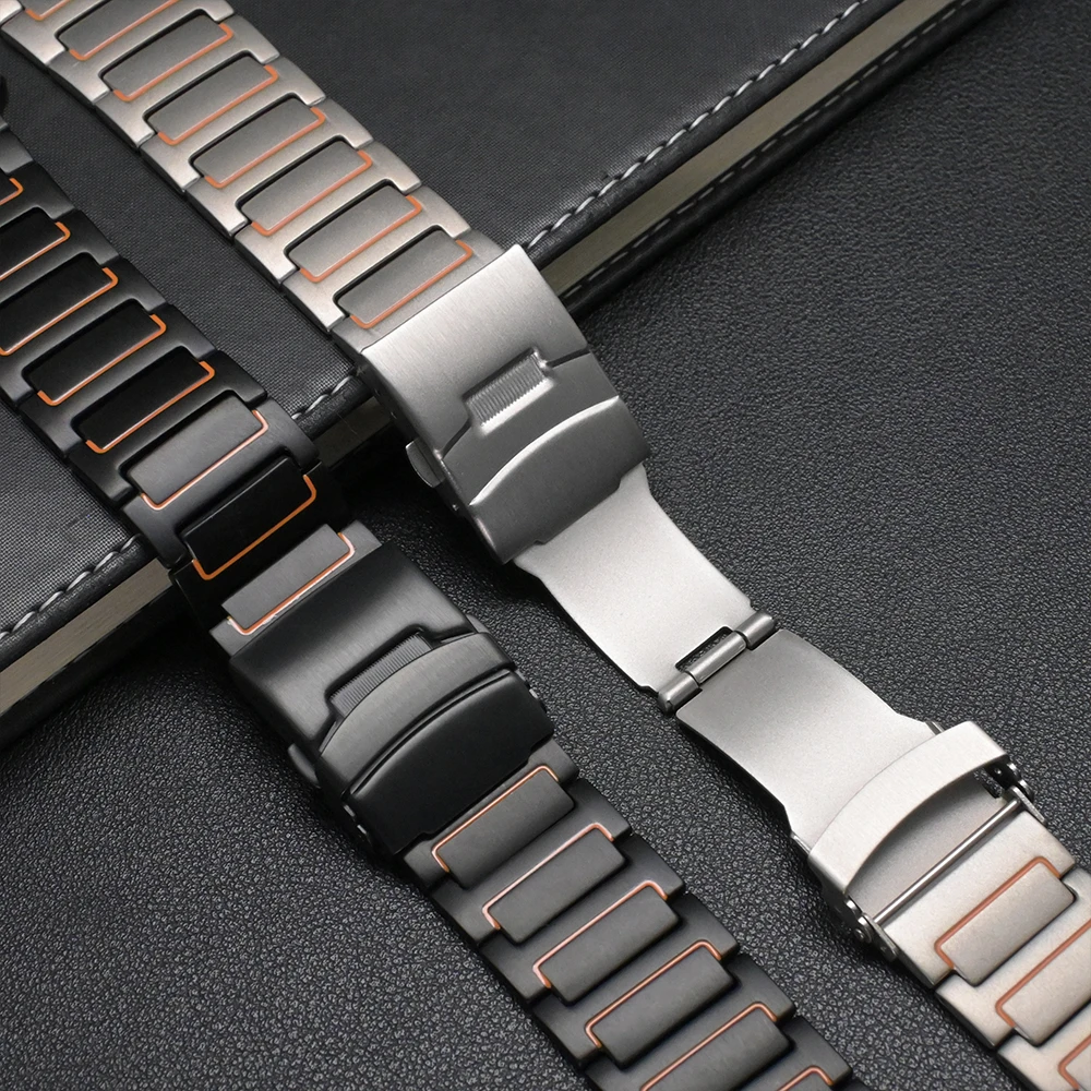 Titanium Orange Strap for Huawei Watch 5 4 4 Pro GT2 GT3 GT4 GT5 46mm Luxury 22mm Titanium Band for Oneplus Watch 3 2R Bracelet