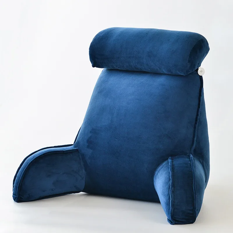 Reading Pillow with Arms for Adults - Adjustable Memory Foam Bed Rest Pillow, Lumbar & Neck Back Support, Soft Velvet Cover