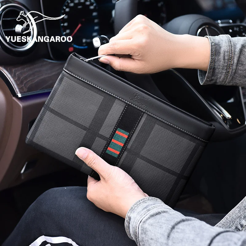 New Fashion Striped Men Day Clutch High Quality ipad Case Soft Envelope Bag Big Capacity Handbag Travel Bag For Man Card-holder