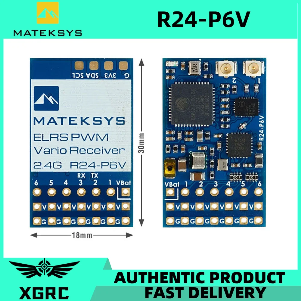 Приемник MATEK MATEKSYS R24-P6V EXPRESSLRS 2,4 ГГц PWM VARIO 2,4 ГГц ISM 180 дБм (мВт) для дрона RC FPV