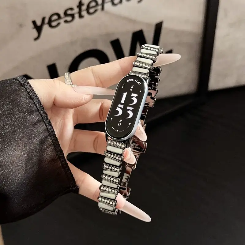 

Irregular Diamond Watch Band for XiaoMi Mi Band 10 9 8 Wristband Bracelet Bling Metal Dressy Strap for Mi Band 8 9Pro Correa