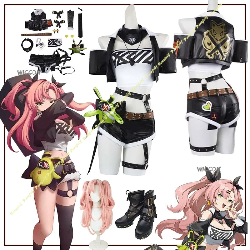 

Игра Zenless Zone Zero Николь Демара, костюмы для косплея, парик для девочек, розовое платье, брюки, костюм для вечеринки, женский милый рождественский Хэллоуин