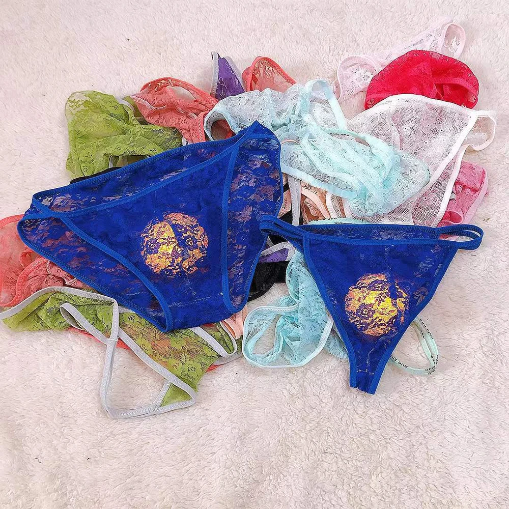 Sexy Men Candy Lace Sheer Transparent Pouch Bulge G String Bikini Briefs Thongs Underwear Underpants Men\'s Temptation Briefs