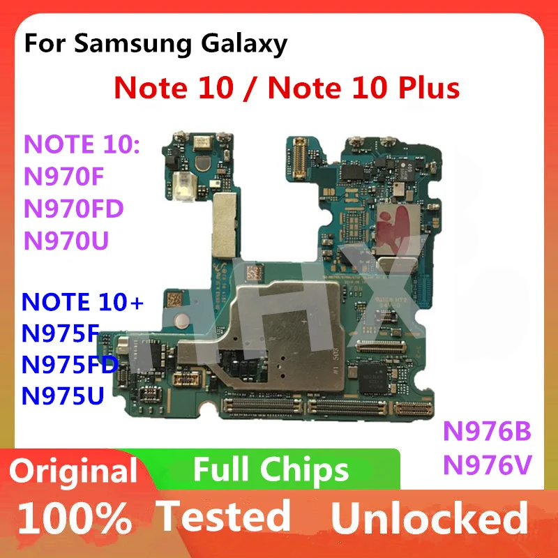 For Samsung Galaxy Note 10 N970F N970FD N970U Note 10 Plus N975F N975FD N975U N976B 5G Motherboard Unlocked  256GB Logicboard