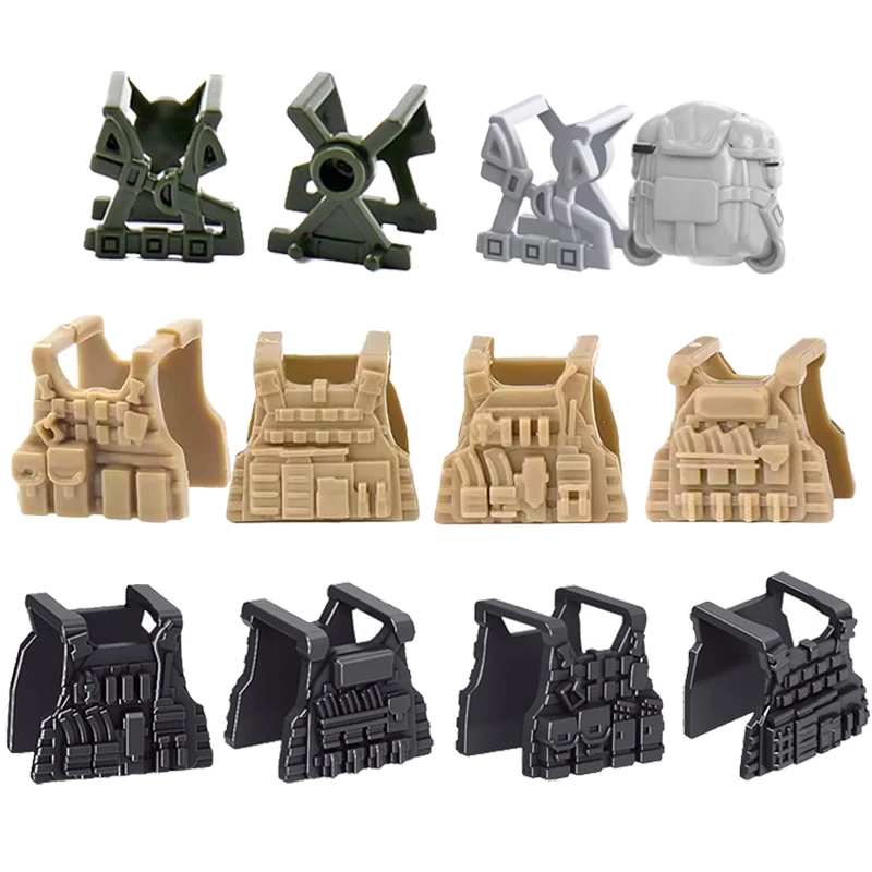 Modern Military Building Blocks Army Soldiers Helmets Printed Boonie Hat Backpack Armor Vest Accessries Mini Brick Toys Kid Gift