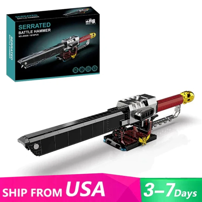 

1818PCS Game Moive MOC Electric Chainsword Building Blocks Chainsaw Linkage Power Weapons Model Assembly Toys for Boys Kids Gift