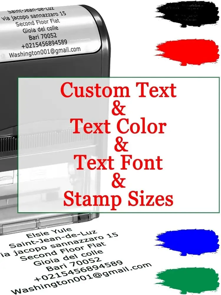 Personalisierter Selbstfärbender Stempel mit Eigenem Design, Transparenter Basis, Nachfüllbares Stempelkissen, Geeignet für Hochzeit, Geschäft, Adresse