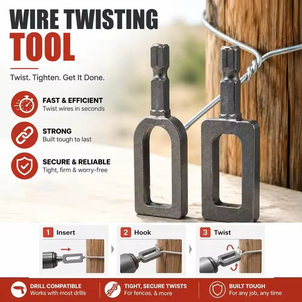 Duty Drill Wire Twister Tool For 9 & 11 Fence Wire Tying Drill Chuck Chain Link Fence Twister For Electric Drill Twisting Sleeve