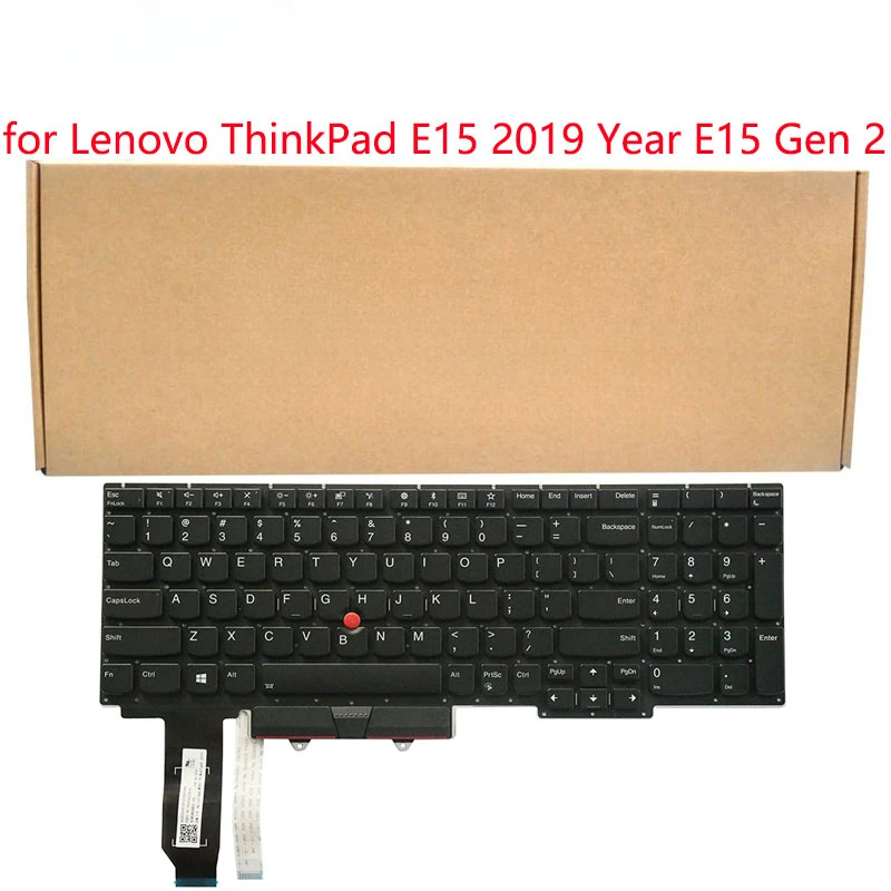 Substituição do teclado dos EUA para Lenovo ThinkPad, sem moldura, luz de fundo, E15, E15, Gen 2, E15, 2019 ano